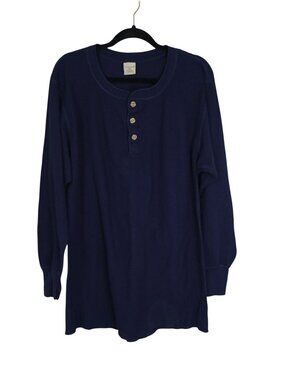 Great Land Navy Blue Waffle Knit Long Sleeve Henley Shirt XL